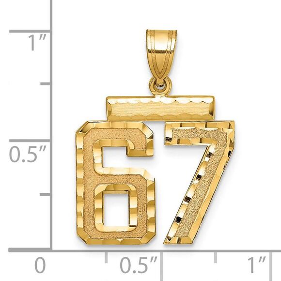 14K Yellow Gold, Varsity Collection, Medium D/C Pendant Number 67 - Picture 2 of 3